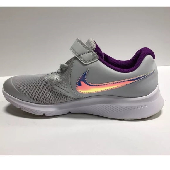 Nike Big Kids’ Star Runner 2 Power Sneakers Silver, Girls’ Size 3 M. - Picture 2 of 6
